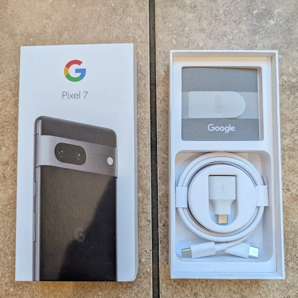 Google Pixel OEM USB Cable, USB A-C Adpr, Sim Tool, Box for Pixel 7 Obsidian Blk